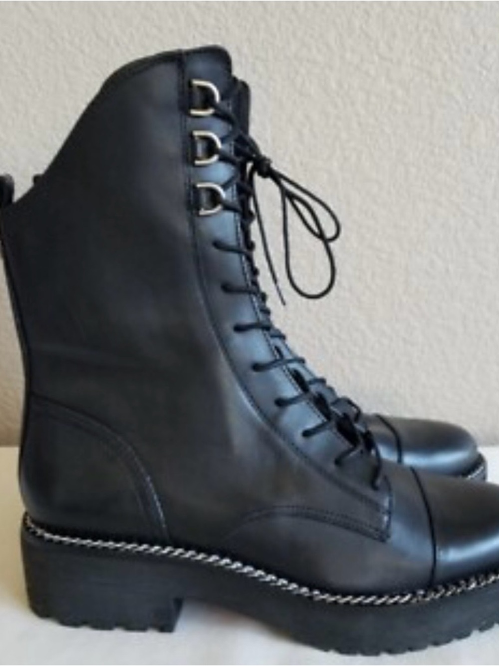 Sam Edelman Leather Lace-Up Platform Combat Boots